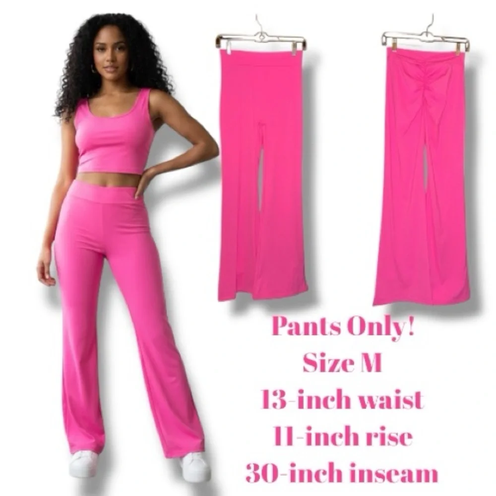 Pants Pink Scrunch Butt Flare Leg Yoga Barbiecore Athleisure Activewear Size M 🍭